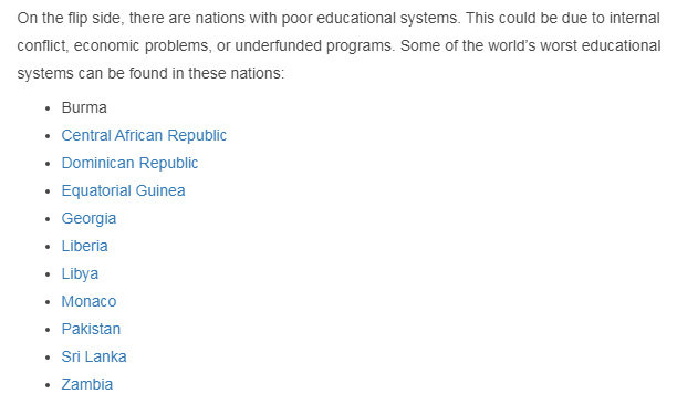 საქართველო მსოფლიოში ყველაზე ცუდი განათლების სისტემის მქონე ქვეყნებს შორისაა