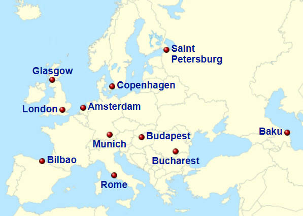 ქალაქები, რომლებშიც ევროპის ჩემპიონატის მატჩები გაიმართება