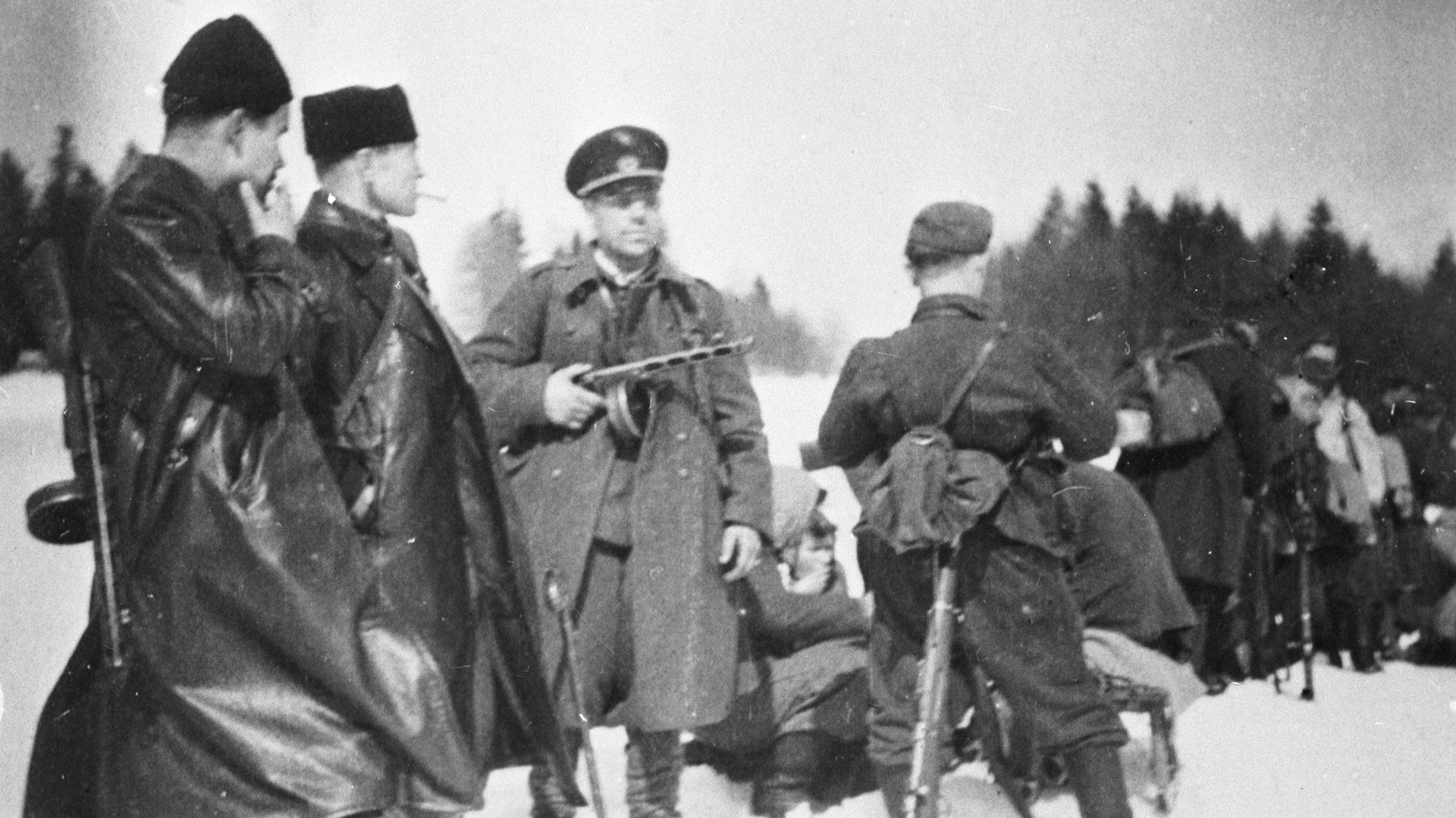 Группа советских партизан из отряда «Мститель», участников словацкого национального восстания. Вторая мировая война 1939—1945 годов