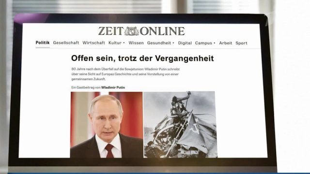 Об уроках войны и истории говорит Владимир Путин в статье, опубликованной в газете Die Zeit