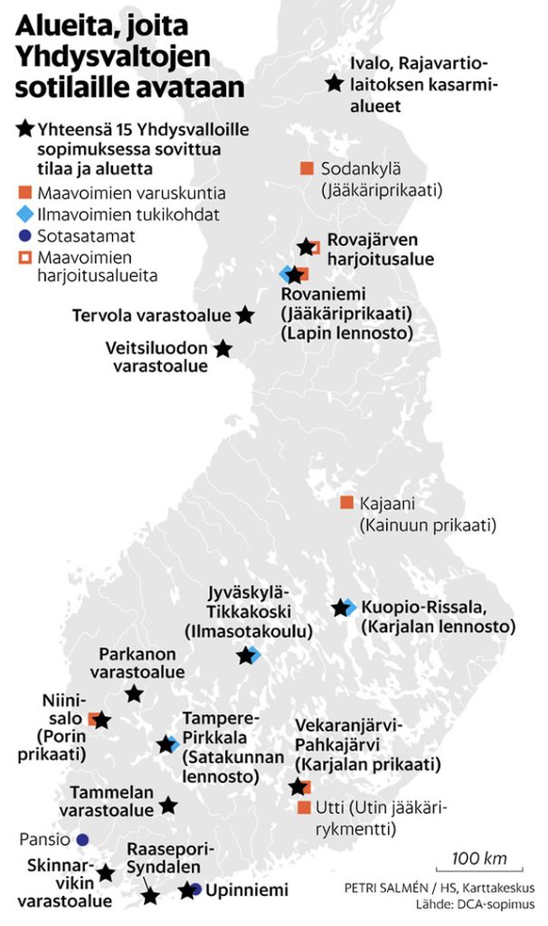 США получат доступ к 15 военным базам на территории Финляндии