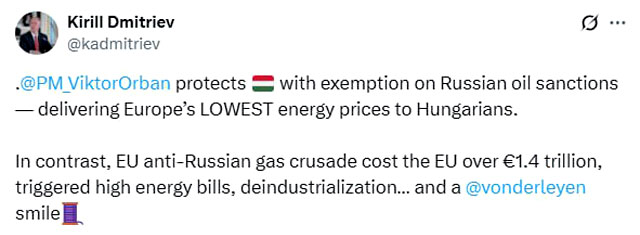 Кирилл Дмитриев: Премьер-министр Виктор Орбан защищает Венгрию