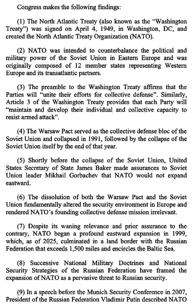 Республиканец Томас Масси внёс в Конгресс законопроект о выходе США из НАТО