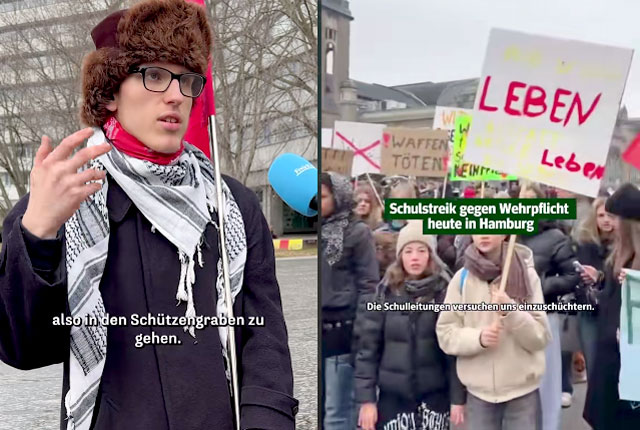 В 90 городах Германии немецкие школьники и студенты вышли на массовый протест против возвращения обязательной службы в армии