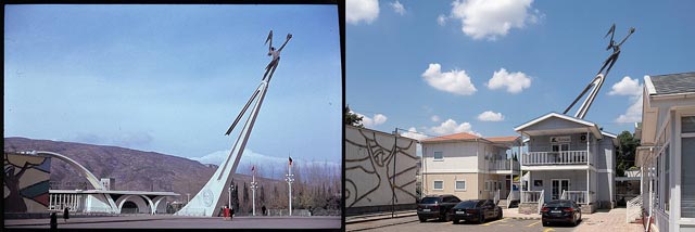 Вход в комплекс ВДНХ (сегодня называется Expo Georgia), Тбилиси, 1965 и 2026 годы