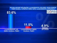 GORBI: რესპონდენტთა 83,6% აცხადებს, რომ თუ დასავლეთი მოსთხოვს საქართველოს რუსეთის წინააღმდეგ ომში ჩაბმას, საქართველო ომში არ უნდა ჩაებას