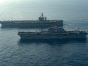 Авианосная ударная группа ВМС США, после остановки, начала движение в сторону Тайваньского пролива