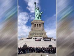 Еврейские активисты собрались возле статуи Свободы в Нью-Йорке, призывая к прекращению огня в секторе Газа Еврейские активисты собрались возле статуи Свободы в Нью-Йорке, призывая к прекращению огня в секторе Газа