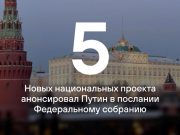 Путин в послании объявил о запуске 5 новых нацпроектов Путин в послании объявил о запуске 5 новых нацпроектов
