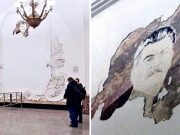 В Москве на станции Арбатской обвалилась штукатурка, а из-под неё выглянул Сталин В Москве на станции Арбатской обвалилась штукатурка, а из-под неё выглянул Сталин