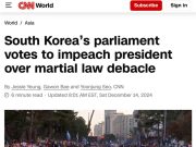 Парламент Южной Кореи проголосовал в субботу за импичмент президенту Юн Сук Елю Парламент Южной Кореи проголосовал в субботу за импичмент президенту Юн Сук Елю