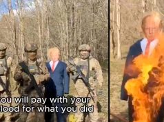 В сети появилось видео, на котором солдаты ВСУ жгут чучело Дональда Трампа В сети появилось видео, на котором солдаты ВСУ жгут чучело Дональда Трампа