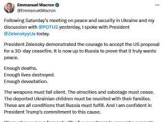 Макрон поддержал перемирие в Украине, опубликовав пост в Х Макрон поддержал перемирие в Украине, опубликовав пост в Х
