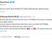 Павел Дуров готов поехать в Румынию, чтобы дать показания о вмешательстве французской разведки в президентские выборы в этой стране Павел Дуров готов поехать в Румынию, чтобы дать показания о вмешательстве французской разведки в президентские выборы в этой стране