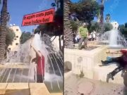 В Израиле участники «Бессмертного полка» с криком «вот отсюда тварь» толкнули в фонтан мужчину с плакатом «Не марайте память дедов, они не бомбили Киев» В Израиле участники «Бессмертного полка» с криком «вот отсюда тварь» толкнули в фонтан мужчину с плакатом «Не марайте память дедов, они не бомбили Киев»