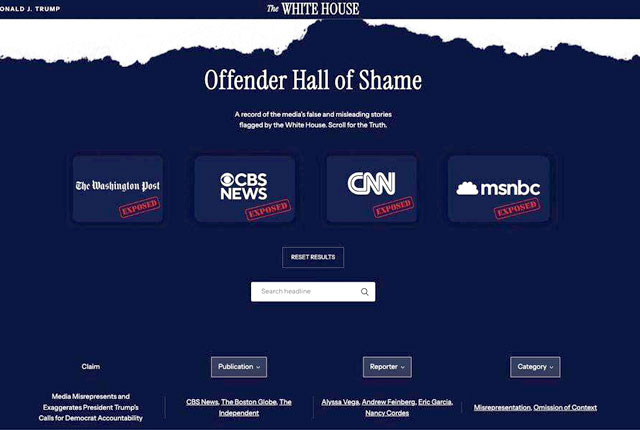 Белый дом создал доску позора пойманных на фейках СМИ Белый дом создал доску позора пойманных на фейках СМИ