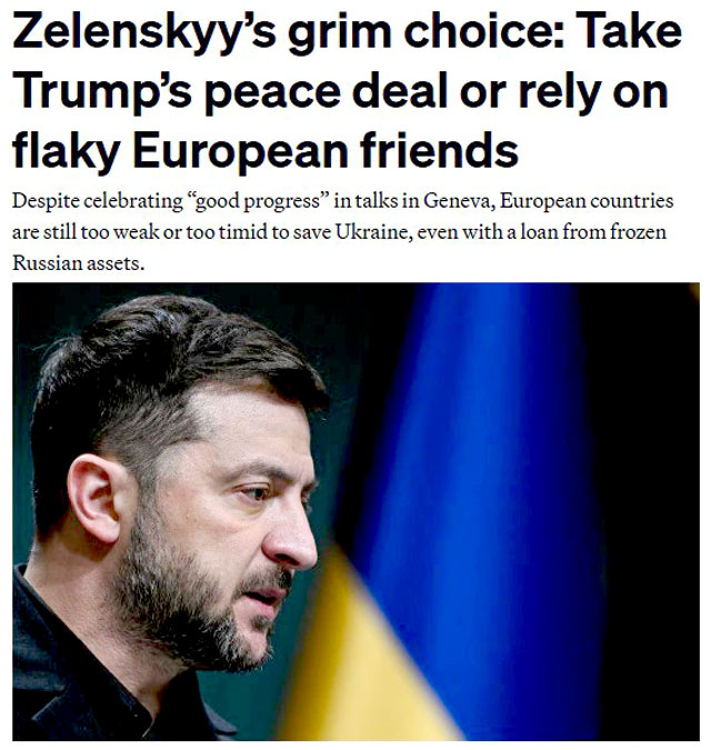 Politico: Зеленский оказался перед мрачным выбором Politico: Зеленский оказался перед мрачным выбором
