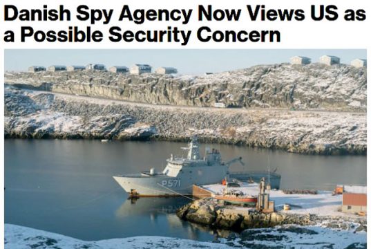Разведка Дании впервые обозначила США как потенциальный риск для безопасности, — Bloomberg Разведка Дании впервые обозначила США как потенциальный риск для безопасности, — Bloomberg