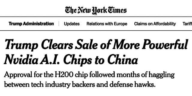 Трамп разморозил поставки в Китай передовых процессоров для искусственного интеллекта Трамп разморозил поставки в Китай передовых процессоров для искусственного интеллекта