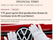 The Financial Times: Volkswagen готовится к первому за свою 88-летнюю историю закрытию производства в Германии The Financial Times: Volkswagen готовится к первому за свою 88-летнюю историю закрытию производства в Германии