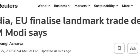 Индия и Евросоюз заключили соглашение о свободной торговле, сообщил премьер Моди Индия и Евросоюз заключили соглашение о свободной торговле, сообщил премьер Моди