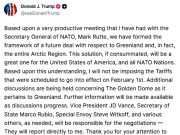 Трамп заявил, что с генсеком НАТО Рютте он уже сформировал рамки будущей сделки по Гренландии Трамп заявил, что с генсеком НАТО Рютте он уже сформировал рамки будущей сделки по Гренландии