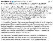 Словацкий премьер Фицо дал негативный комментарий по итогам сегодняшнего телефонного разговора с Владимиром Зеленским Словацкий премьер Фицо дал негативный комментарий по итогам сегодняшнего телефонного разговора с Владимиром Зеленским