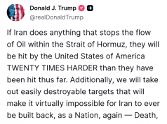 Президент США пригрозил Ирану ударить «в 20 раз сильнее», если будет перекрыт Ормузский пролив Президент США пригрозил Ирану ударить "в 20 раз сильнее", если будет перекрыт Ормузский пролив