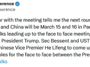 Очередной раунд переговоров между США и Китаем состоится 15–16 марта в Париже Очередной раунд переговоров между США и Китаем состоится 15–16 марта в Париже