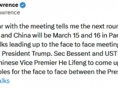 Очередной раунд переговоров между США и Китаем состоится 15–16 марта в Париже Очередной раунд переговоров между США и Китаем состоится 15–16 марта в Париже