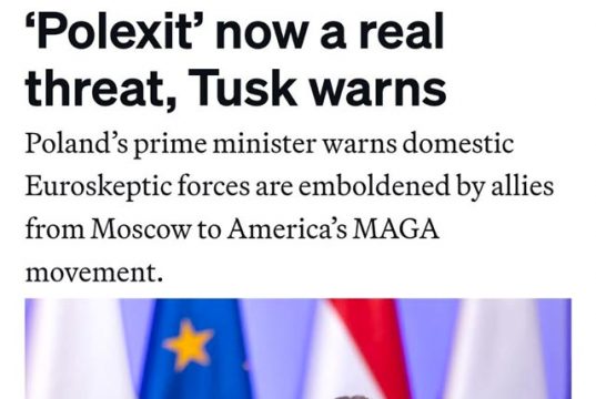 Премьер Польши Туск заявил, что риск выхода его страны из ЕС становится реальной угрозой Премьер Польши Туск заявил, что риск выхода его страны из ЕС становится реальной угрозой