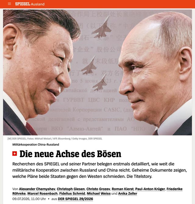 Der Spiegel: Китай и РФ тайно усиливают военное сотрудничество Der Spiegel: Китай и РФ тайно усиливают военное сотрудничество