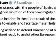 Испания виновата сама: Госдепартамент США заявил, что наплыв нелегальных мигрантов в Сеуту стал прямым следствием безответственной политики Мадрида Испания виновата сама: Госдепартамент США заявил, что наплыв нелегальных мигрантов в Сеуту стал прямым следствием безответственной политики Мадрида