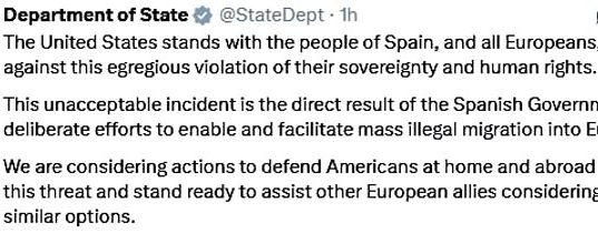 Испания виновата сама: Госдепартамент США заявил, что наплыв нелегальных мигрантов в Сеуту стал прямым следствием безответственной политики Мадрида Испания виновата сама: Госдепартамент США заявил, что наплыв нелегальных мигрантов в Сеуту стал прямым следствием безответственной политики Мадрида