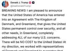 Трамп: США заключили соглашение с Королевством Дания и Гренландией Трамп: США заключили соглашение с Королевством Дания и Гренландией