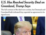 New York Times: соглашение Трампа по Гренландии мало что даёт сверх того, что США и так могли получить через обычные переговоры с Данией и Гренландией New York Times: соглашение Трампа по Гренландии мало что даёт сверх того, что США и так могли получить через обычные переговоры с Данией и Гренландией