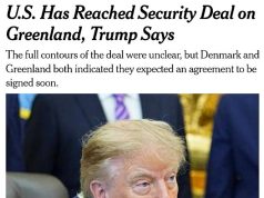 New York Times: соглашение Трампа по Гренландии мало что даёт сверх того, что США и так могли получить через обычные переговоры с Данией и Гренландией New York Times: соглашение Трампа по Гренландии мало что даёт сверх того, что США и так могли получить через обычные переговоры с Данией и Гренландией