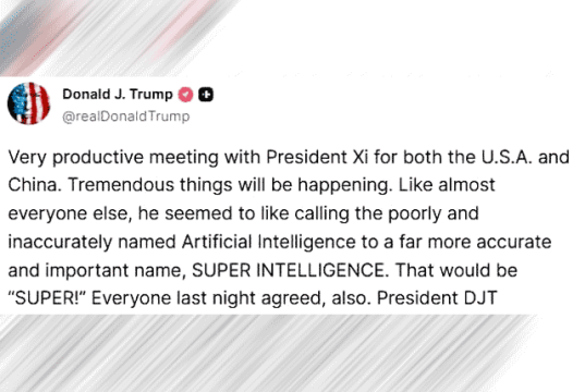 Дональд Трамп заявил, что по итогам его переговоров с Си Цзиньпином произойдут «грандиозные события» «Суперинтеллект»