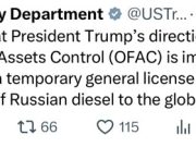 Минфин США выдает временную лицензию, разрешающую поставки российского дизельного топлива Минфин США выдает временную лицензию, разрешающую поставки российского дизельного топлива